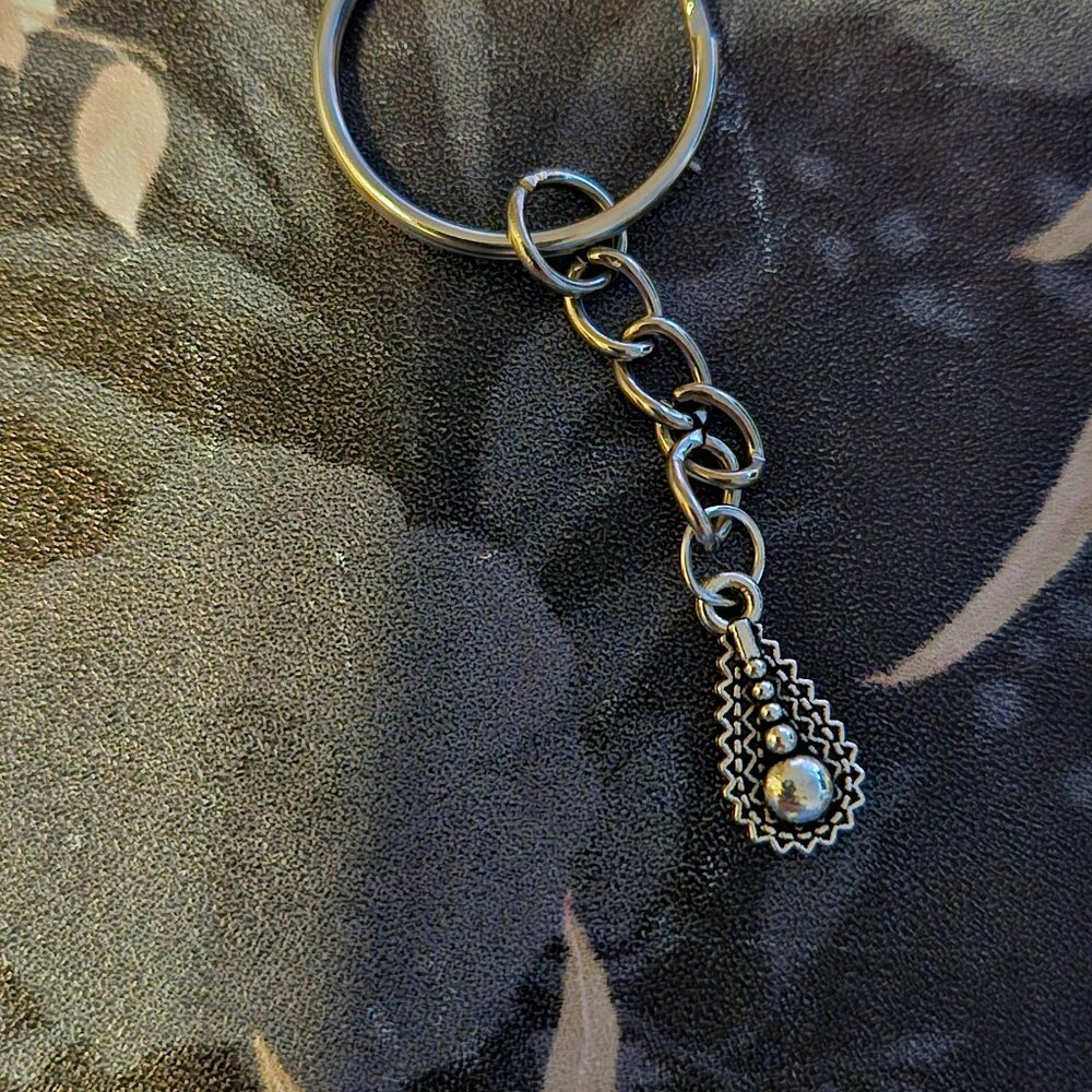 Keychain Pendant Silver Toned Keychain - Hand Assembled
